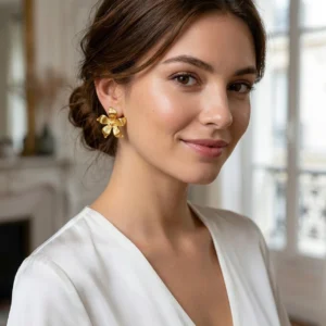 Alternative view of Aretes "Orchid" en Acero inoxidable Dorado