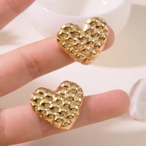Alternative view of Aretes "Love Bits" en Acero Inoxidable Dorado