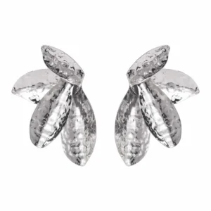 Alternative view of Aretes Statement "Feathers" en Color Plata de Acero Inoxidable y Chapado en Oro
