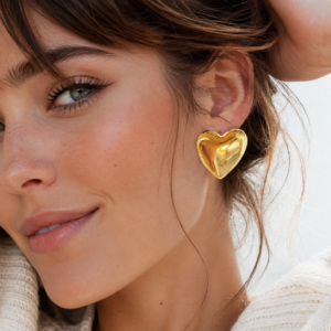 Alternative view of Aretes “Lovely” en Acero Inoxidable Dorado