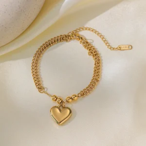 Pulsera "Love at First Sight" en Acero Inoxidable y Chapado en Oro de 18K