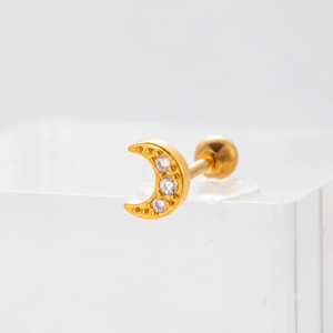 Arete para Cartílago de Luna con Zirconias en Acero Inoxidable (1 pieza)