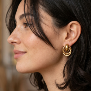 Aretes "Circle" en Aceor Inoxidable y Chapado en Oro