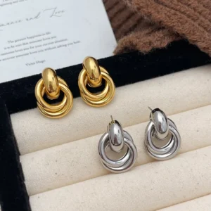 Alternative view of Aretes "Circle" en Aceor Inoxidable y Chapado en Oro