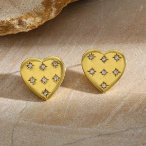 Aretes "Sparkling Love" en Acero inoxidable y Chapado en Oro de 18K