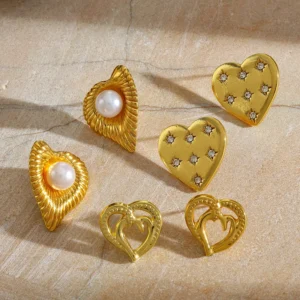 Alternative view of Aretes "Sparkling Love" en Acero inoxidable y Chapado en Oro de 18K