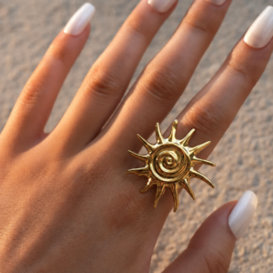 Alternative view of Anillo "Summer Sun" en Acero Inoxidable Dorado