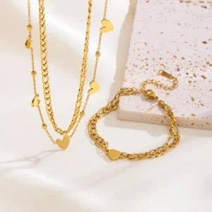 Alternative view of Collar "Love Union" en Acero Inoxidable y Chapado en Oro