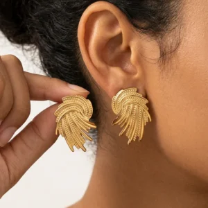 Aretes "Hurracaine" en Acero Inoxidable Dorado