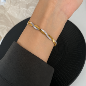 Pulsera Mixed Metals Trenzada en Acero Inoxidable de Titanio