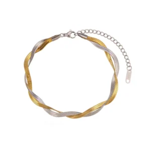 Alternative view of Pulsera Mixed Metals Trenzada en Acero Inoxidable de Titanio