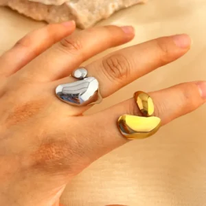 Alternative view of Anillo"Drops"en Acero Inoxidable y Chapado en Oro