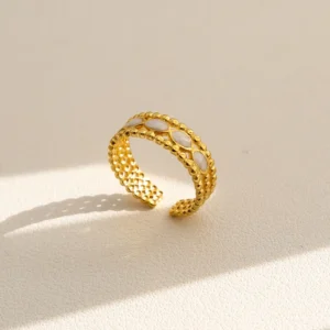 Anillo "Perlina" en Acero Inoxidable y Chapado en Oro