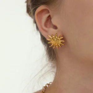 Aretes "Tropique" en Acero Inoxidable y Chapado en Oro