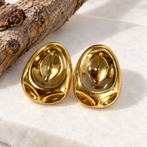 Alternative view of Aretes Statement "Forma" en Acero Inoxidable y Chapado en Oro de 18K