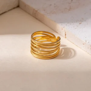 Anillo "Rings" en Acero Inoxidable Dorado