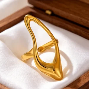 Alternative view of Anillo "Munch" en Acero Inoxidable Dorado