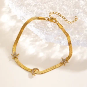Pulsera "Firmamento"con Zirconia en Acero Inoxidable Dorado