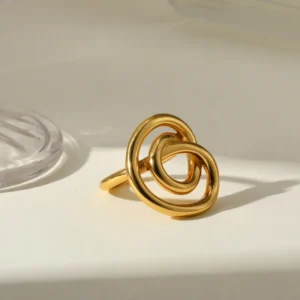 Anillo Statement "Doodle" en Acero Inoxidable y Chapado en Oro de 18K