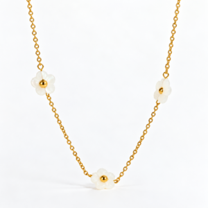 Collar "Daisies" en Acero Inoxidable y Chapado en Oro de 18K